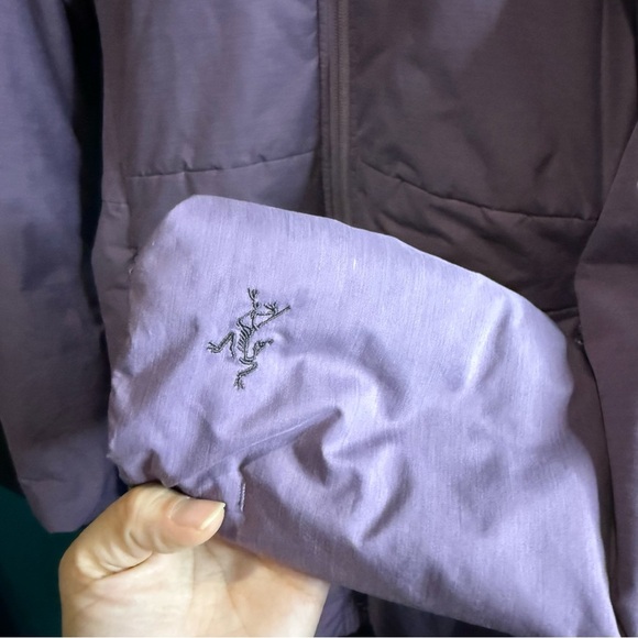 Purple Quilted Puffer Coat with Hood and High Collar - Picture 11 of 16